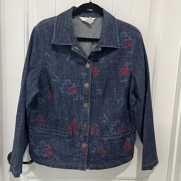 Napa Valley Jackets & Blazers - Vintage 90s Denim‎ Jacket Sz 1X Embroidered Floral Cottage Grannycore